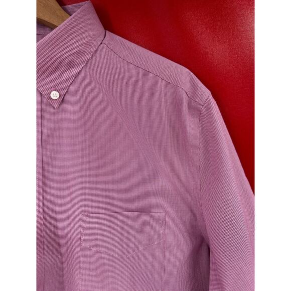 Untuckit Cadetto Berry Micro Gingham Checks Wrinkle Free LS Shirt Size Large NWT - Picture 8 of 16